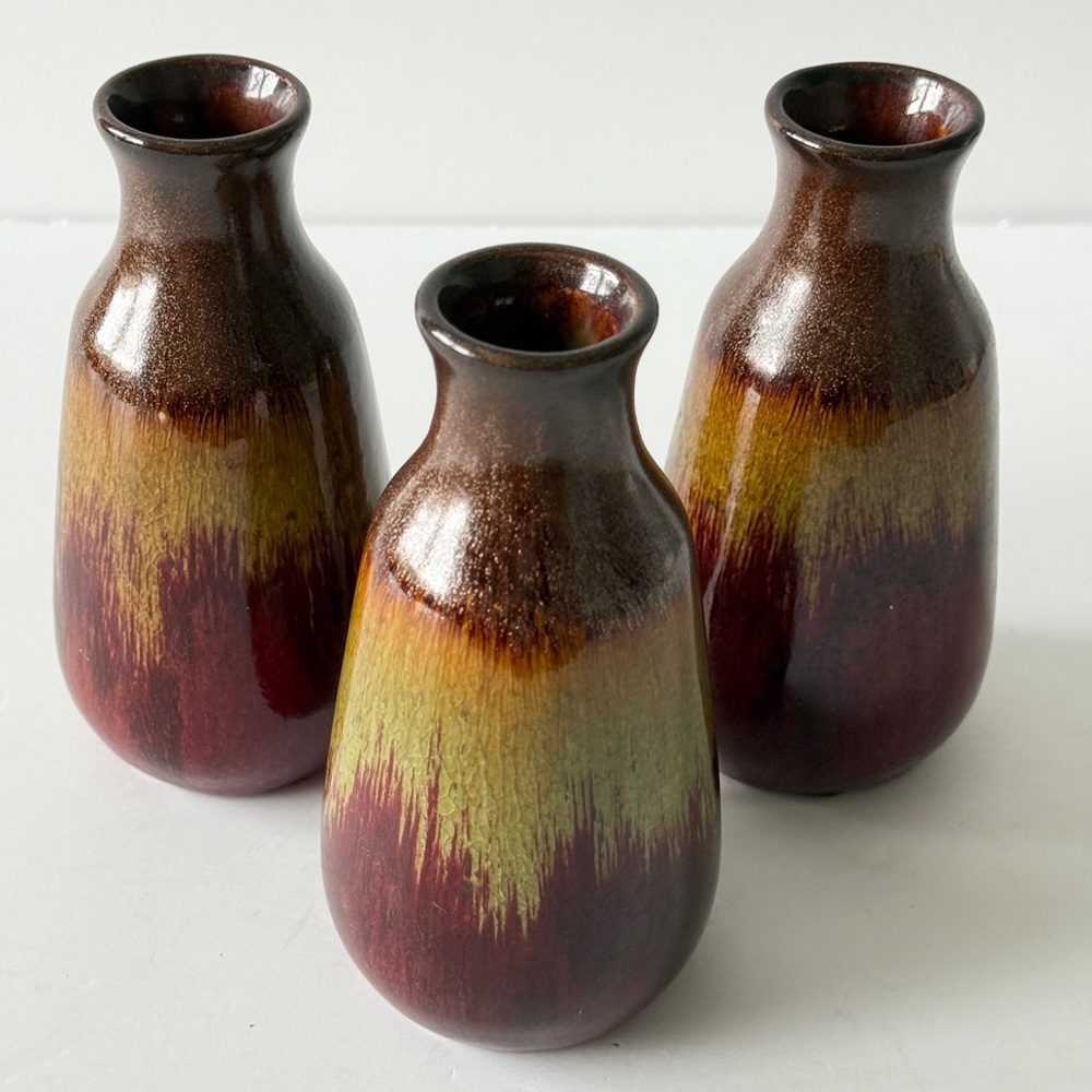 Vintage Art Ceramic Bud Vase - Crystalline Effect - Bronze - Picture 4 of 8